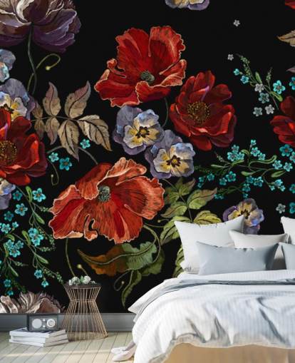 Dark Poppies Poppy Wallpaper