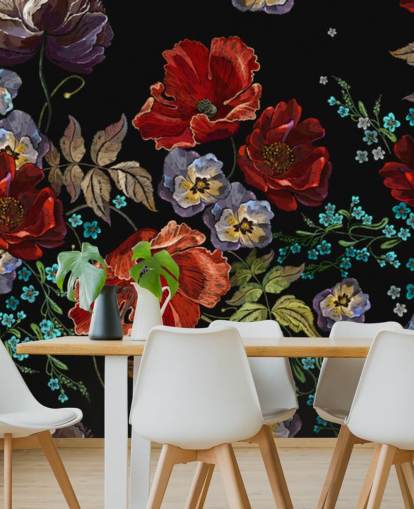 Amapolas oscuras Papel Pintado Amapola