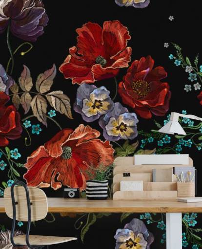 Dark Poppies Poppy Wallpaper