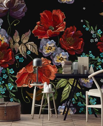 Dark Poppies Poppy Wallpaper