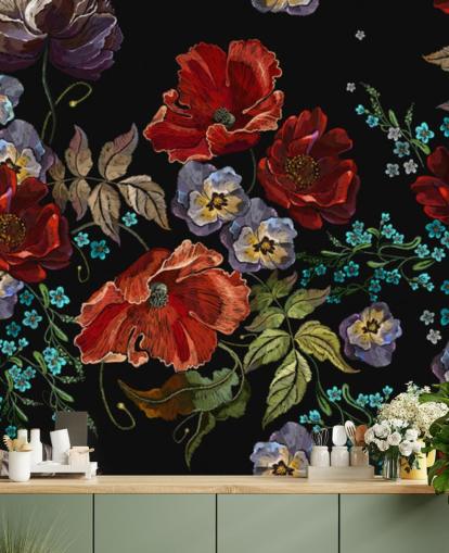 Dark Poppies Poppy Wallpaper