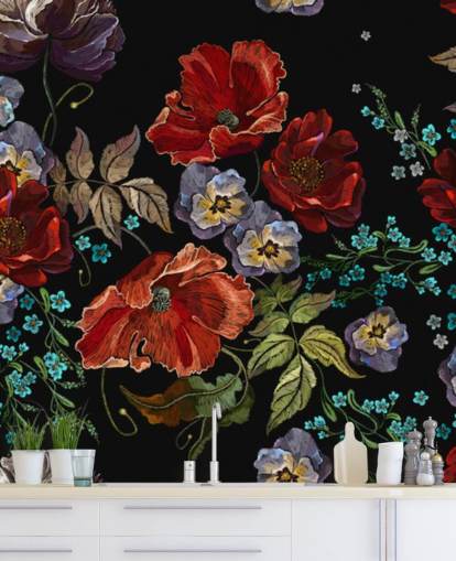 Coquelicots noirs Papier peint Poppy