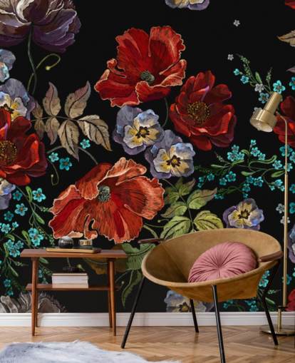 Amapolas oscuras Papel Pintado Amapola