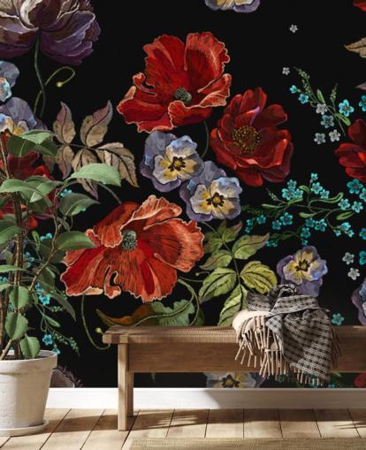 Dark Poppies Poppy Wallpaper