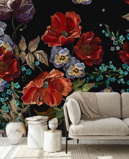 Dark Poppies Poppy Wallpaper