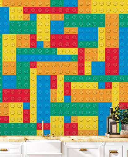 Carta da parati colorata Lego