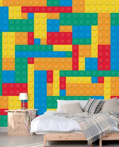Carta da parati colorata Lego