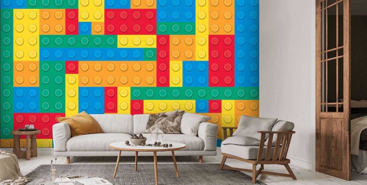 Carta da parati effetto blocchi giocattolo in plastica Wallsauce IT