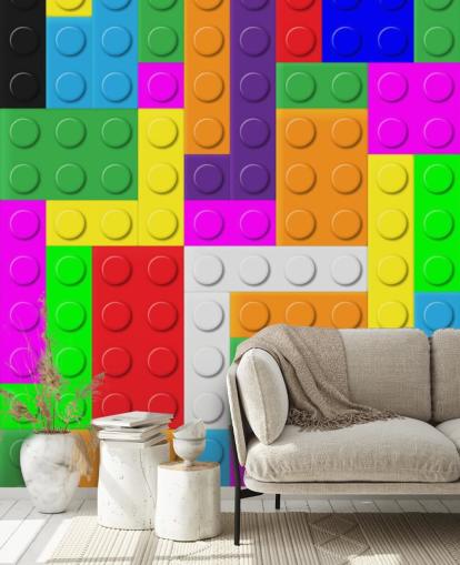 Papel pintado ladrillos de colores