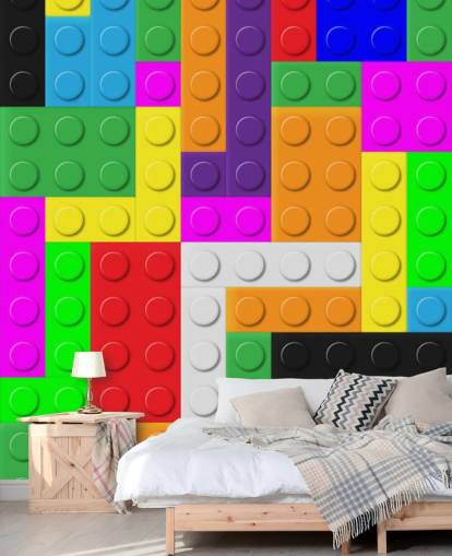 Papel pintado ladrillos de colores