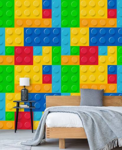 colorido papel pintado personalizado de lego llamado Toy Bricks para dormitorio infantil o guardería 