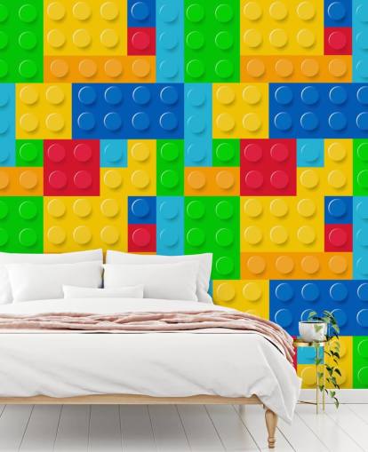 colorido papel pintado personalizado de lego llamado Toy Bricks para dormitorio infantil o guardería 