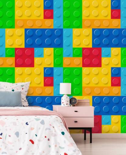 fargerikt tilpasset lego tapet kalt Toy Bricks for barnas soverom eller barnehage 