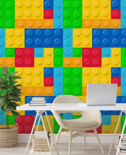 colorful custom lego wallpaper called Toy Bricks for child's bedroom or nursery 