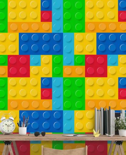 colorido papel pintado personalizado de lego llamado Toy Bricks para dormitorio infantil o guardería 