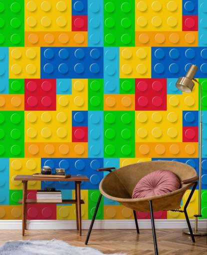 papier peint Lego personnalisé coloré appelé Toy Bricks pour chambre d'enfant ou chambre d'enfant 