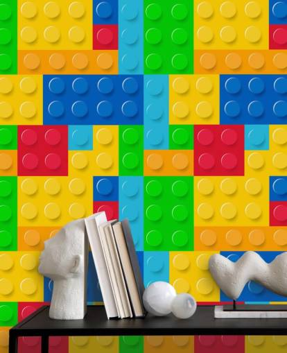 colorido papel pintado personalizado de lego llamado Toy Bricks para dormitorio infantil o guardería 