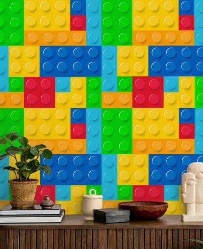 colorido papel pintado personalizado de lego llamado Toy Bricks para dormitorio infantil o guardería 