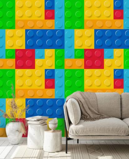 colorido papel pintado personalizado de lego llamado Toy Bricks para dormitorio infantil o guardería 