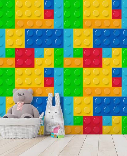 colorido papel pintado personalizado de lego llamado Toy Bricks para dormitorio infantil o guardería 