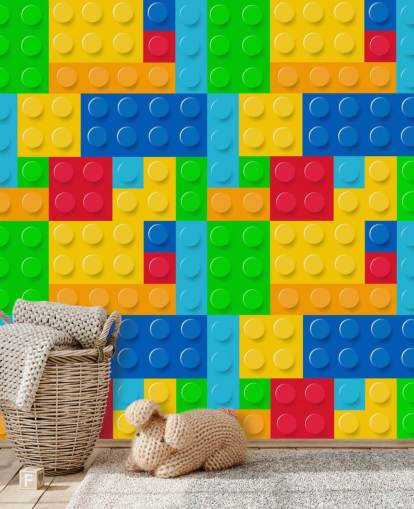 farverigt brugerdefineret lego tapet kaldet Toy Bricks til barnets soveværelse eller børnehave farverigt brugerdefineret lego tapet kaldet Toy Bricks til barnets soveværelse eller børnehave