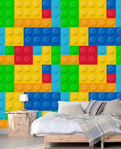 färgglada anpassade lego tapeter som heter Toy Bricks för barnets sovrum eller plantskola färgglada anpassade lego tapeter som heter Toy Bricks för barnets sovrum eller plantskola