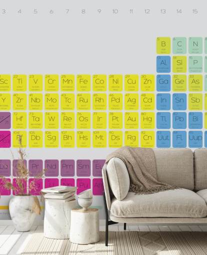 Decorazione murale con tavola periodica colorata