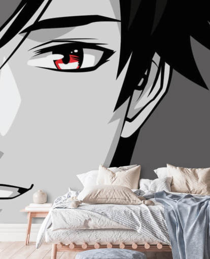 black and white man with red eyes wallpaper