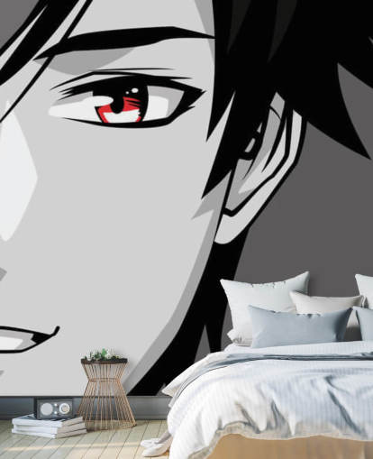 black and white man with red eyes wallpaper