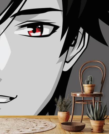 fondo de pantalla de hombre blanco y negro con ojos rojos