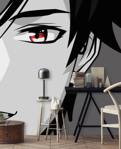 black and white man with red eyes wallpaper