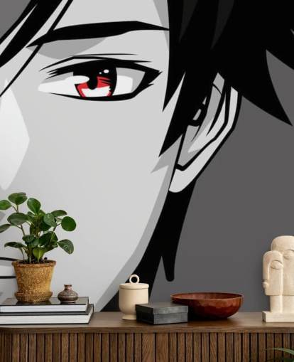 black and white man with red eyes wallpaper