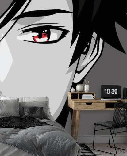 fondo de pantalla de hombre blanco y negro con ojos rojos