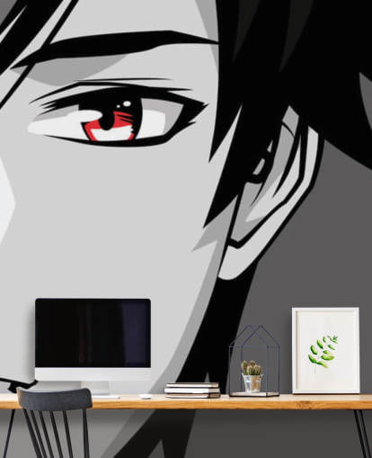 black and white man with red eyes wallpaper