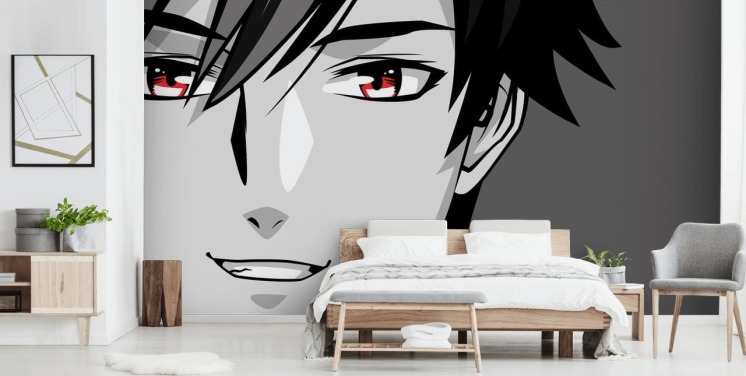 fondo de pantalla de hombre blanco y negro con ojos rojos