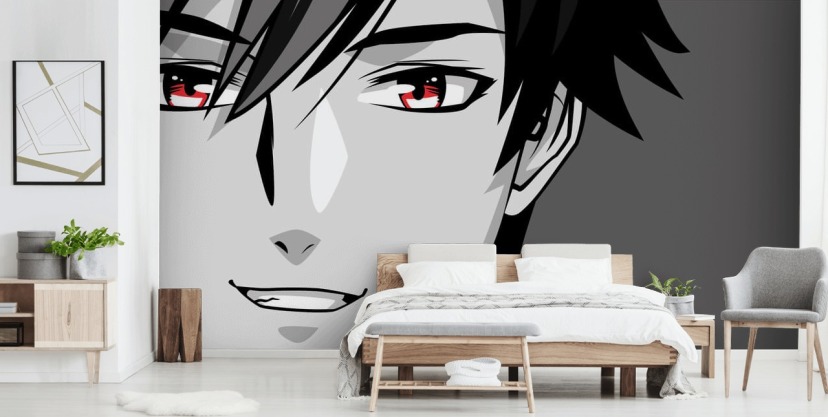 fondo de pantalla de hombre blanco y negro con ojos rojos