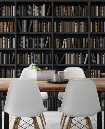 mørk bogreol med bibliotek tapet mørk bogreol med bibliotek tapet