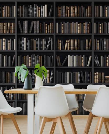 estante escura cum biblioteca papel de parede