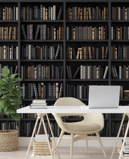 dunkles Bücherregal mit Bibliothek Tapete dunkles Bücherregal mit Bibliothek Tapete