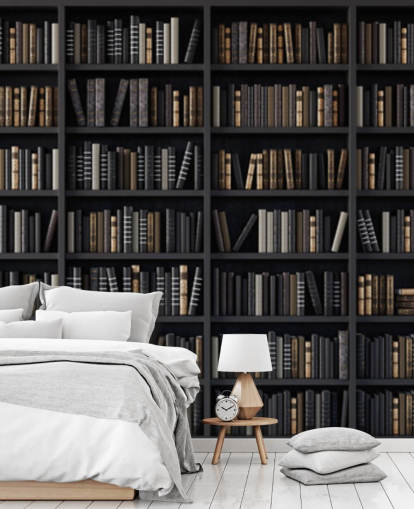 donkere boekenplank cum bibliotheek behang donkere boekenplank cum bibliotheek behang