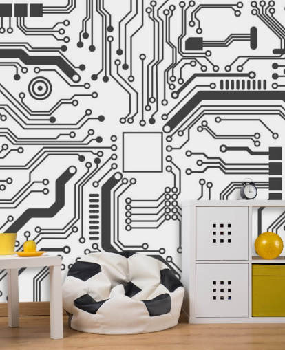 Papel de parede de jogos de placa de circuito para quarto de adolescente