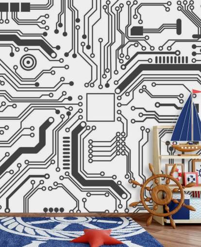 Circuit Board Gaming Wallpaper voor tienerslaapkamer Circuit Board Gaming Wallpaper voor tienerslaapkamer