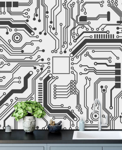 Papel de parede de jogos de placa de circuito para quarto de adolescente