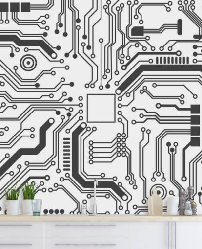 Circuit Board Gaming Wallpaper voor tienerslaapkamer