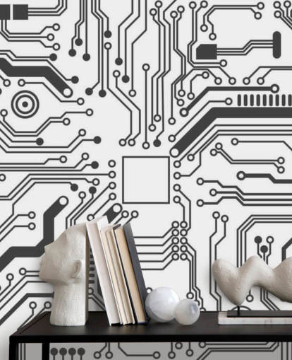 Circuit Board Gaming Wallpaper for Teen Bedroom