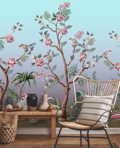 papier peint fleurs de cerisier et oiseaux papier peint fleurs de cerisier et oiseaux