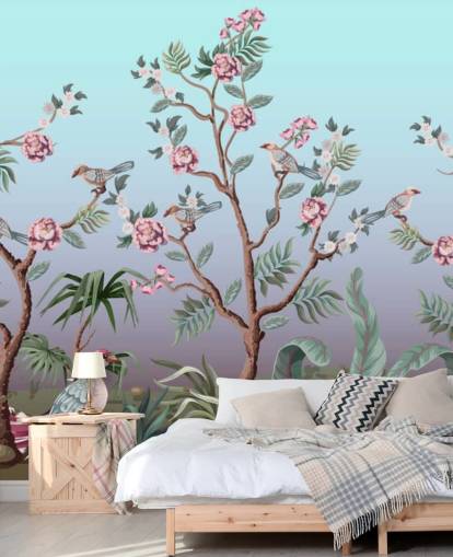 papier peint fleurs de cerisier et oiseaux papier peint fleurs de cerisier et oiseaux