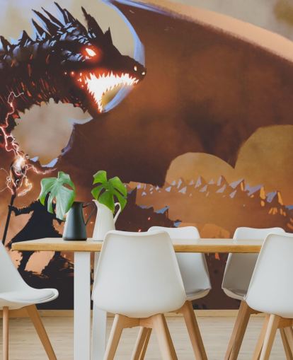 carta da parati sputa fuoco drago e mago carta da parati sputa fuoco drago e mago