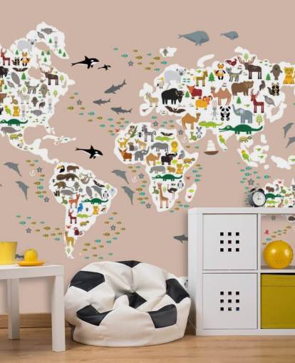 papel de parede colorido mapa do mundo animal
