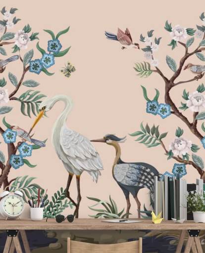 pastel toned birds and flowers wallpaper pastel toned birds and flowers wallpaper